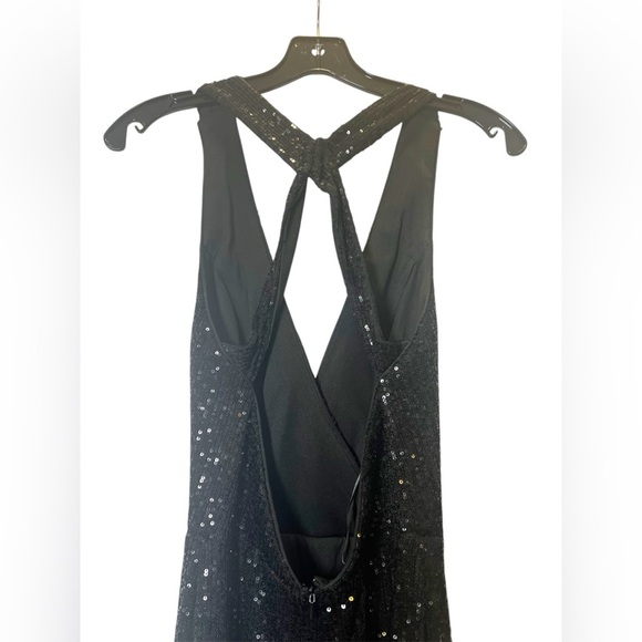 LaFemme Black Sequin Flare Pant Jumpsuit Womens Size 2 Pageant Appearance Talent - Picture 7 of 8